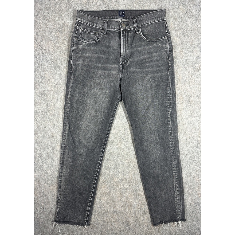 GAP 1969 Girlfriend Jeansβ Women's 28 Gray Black Tomgirl Raw Hem Stretch Denim